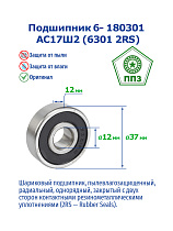 6- 180301 АС17Ш2 (6301 2RS) ППЗ
