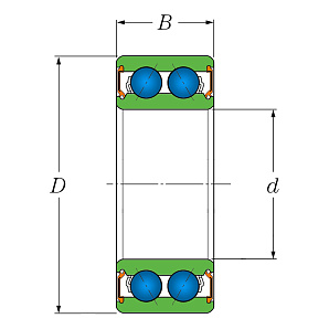 Подшипник 3201 2RS / 5201 2RS (3056201 2RS) Схема