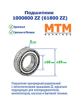1000800 ZZ (61800 ZZ) MTM
