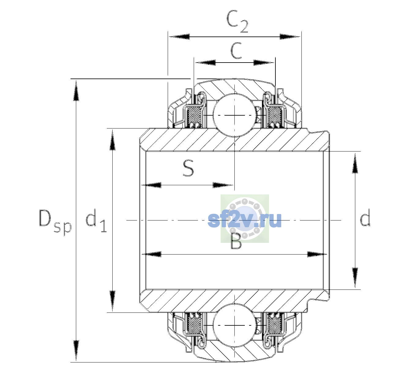 Схема подшипника 1100-XL-KTT-B-2C-L402/70-OSE