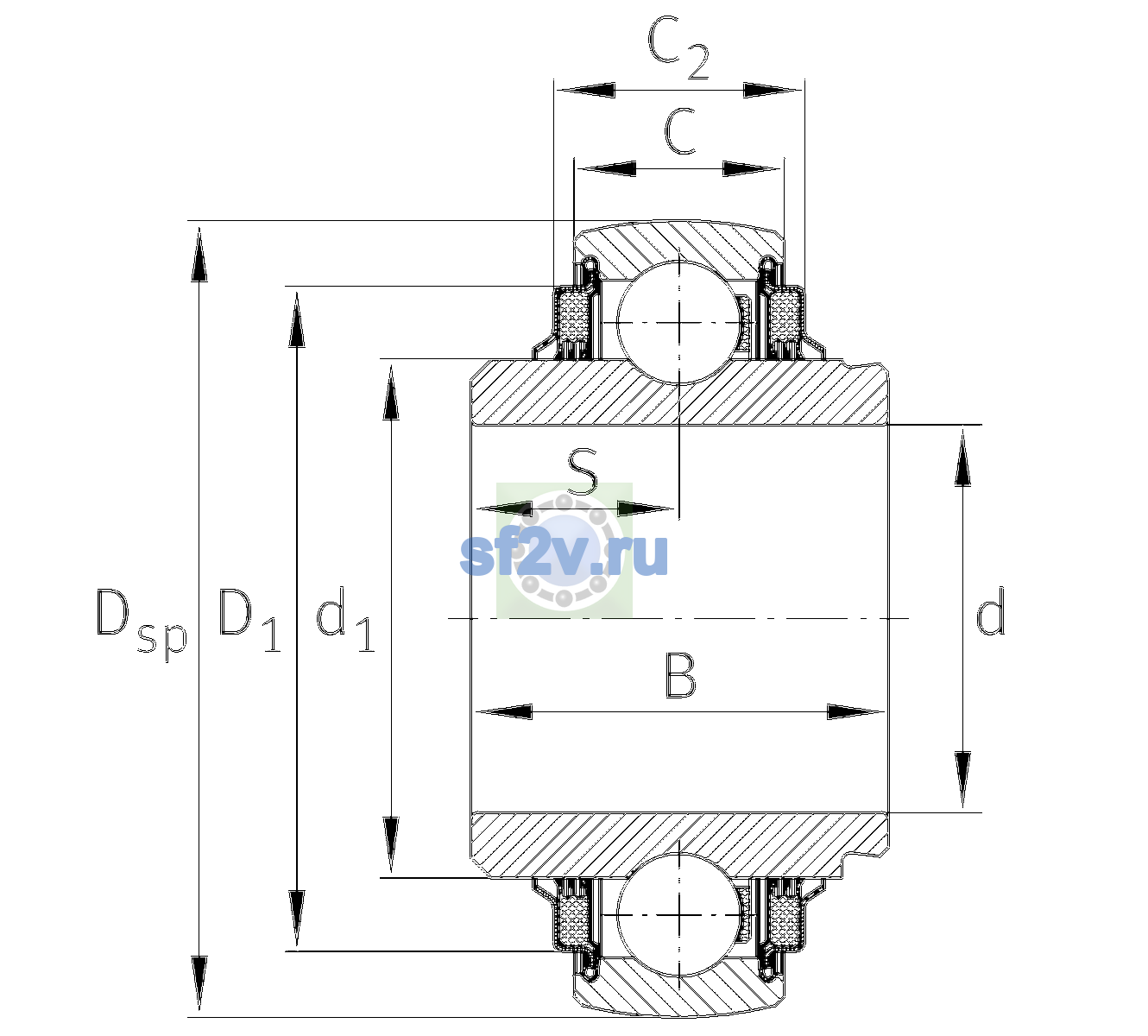 Схема подшипника 1108-KTT-B-L402/70-OSE