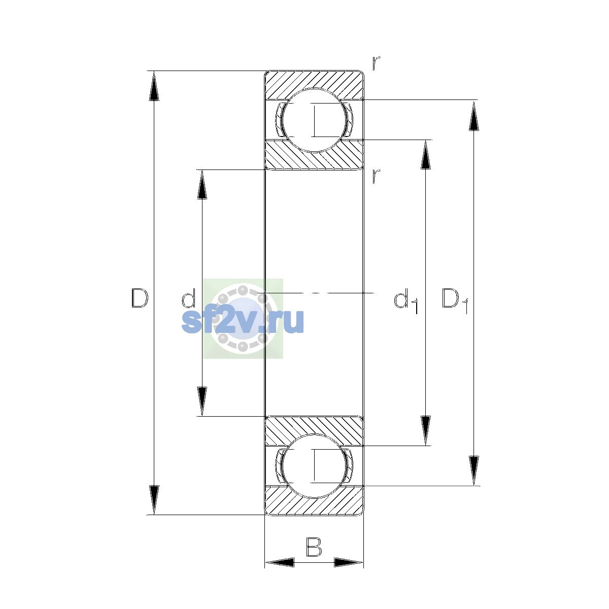 Схема подшипника 16032-M-C3