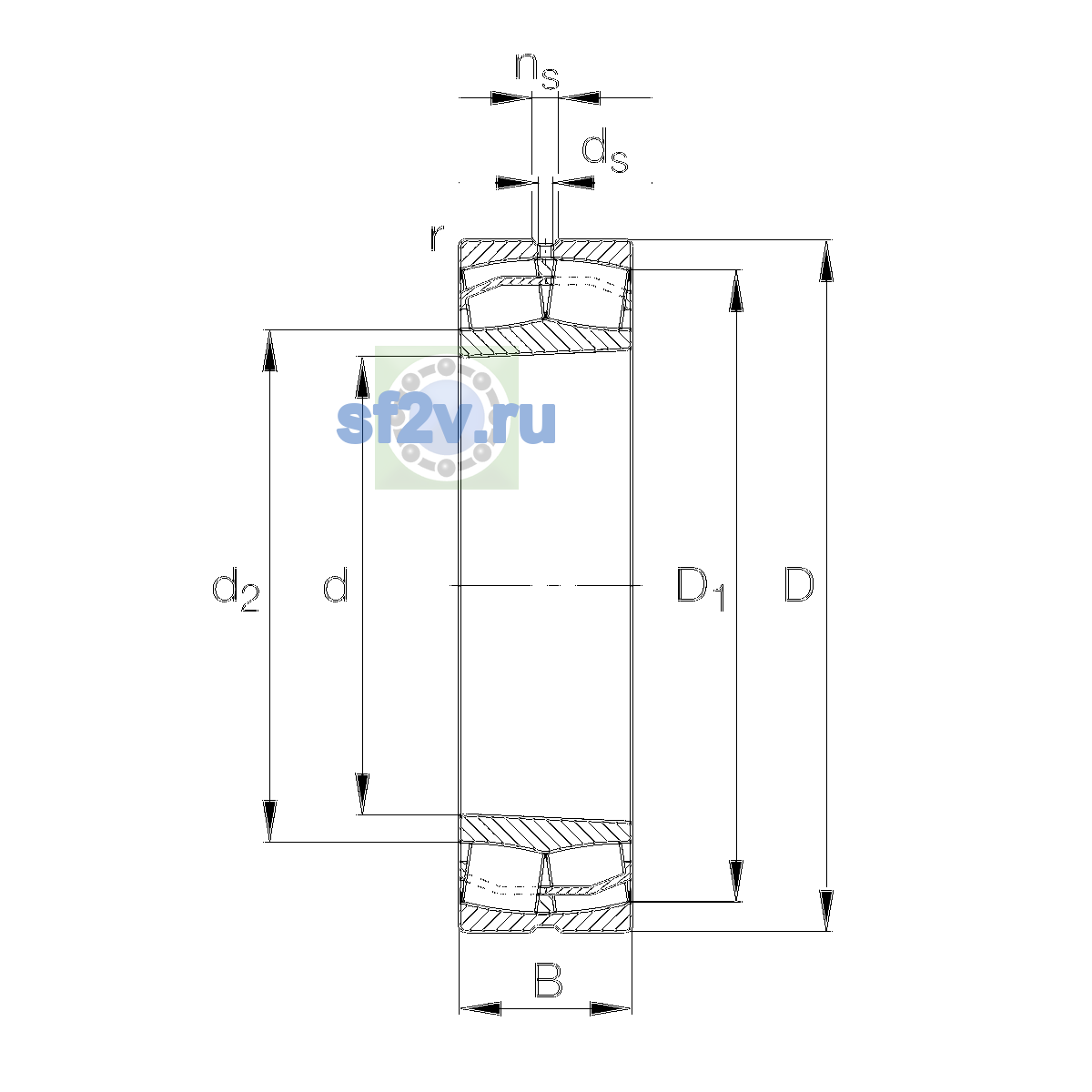 Схема подшипника 21322-E1-XL-K-TVPB-C3