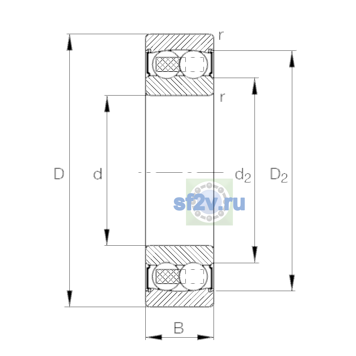 Схема подшипника 2205-2RS-TVH