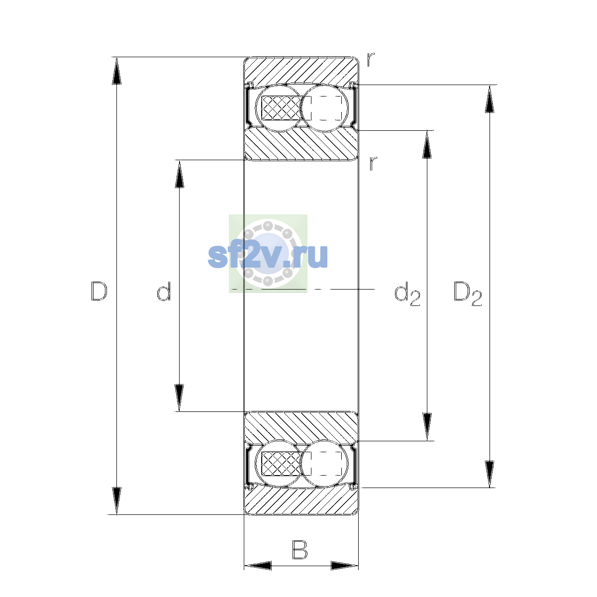 Схема подшипника 2205-2RS-TVH-C3>N