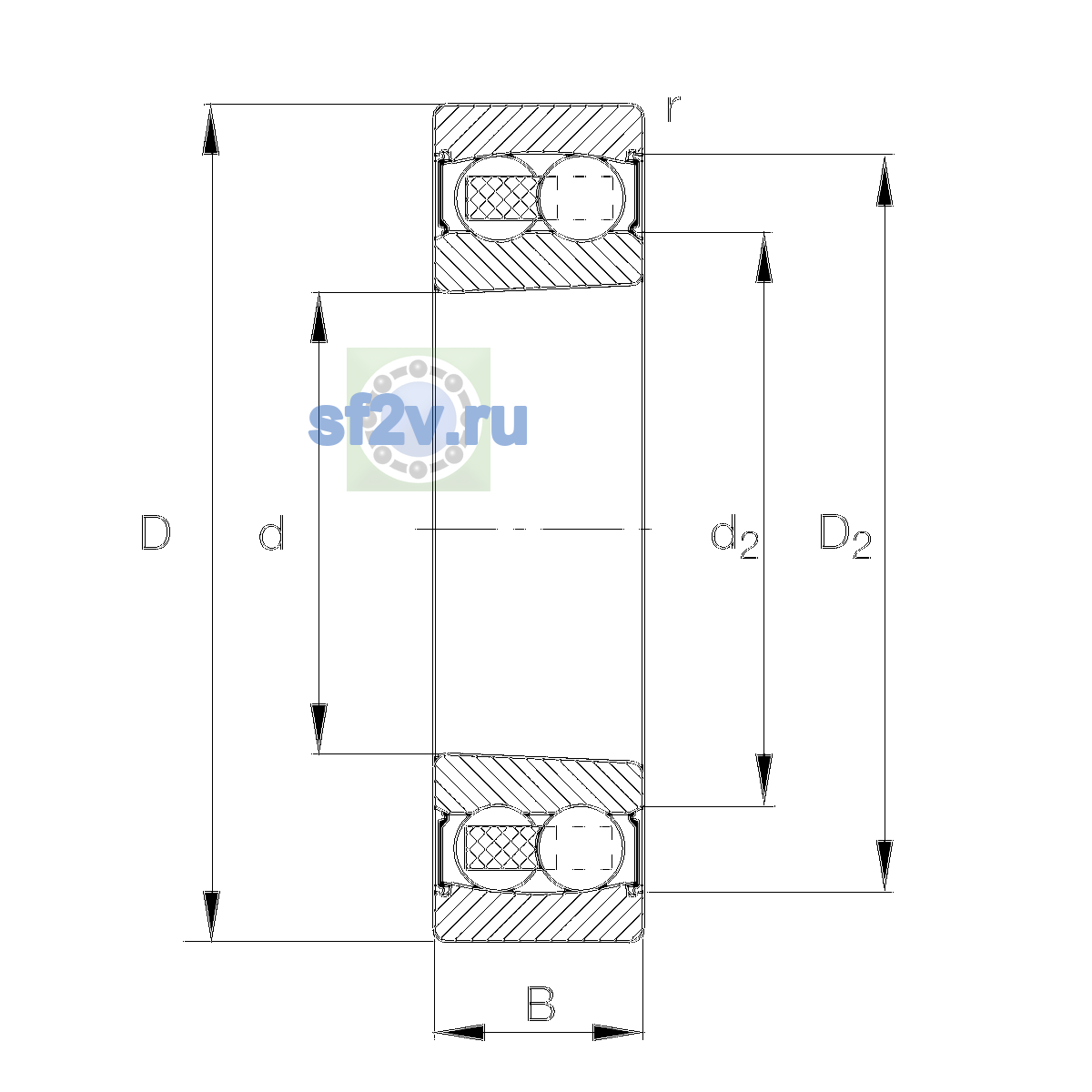 Схема подшипника 2209-K-2RS-TVH