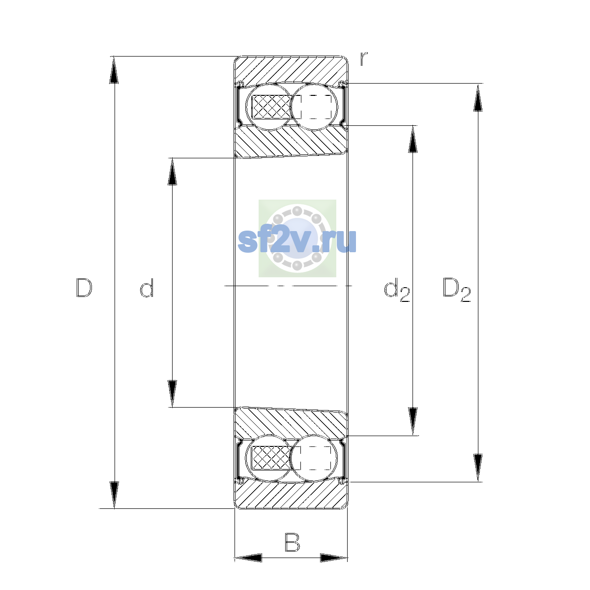 Схема подшипника 2213-K-2RS-TVH-C3