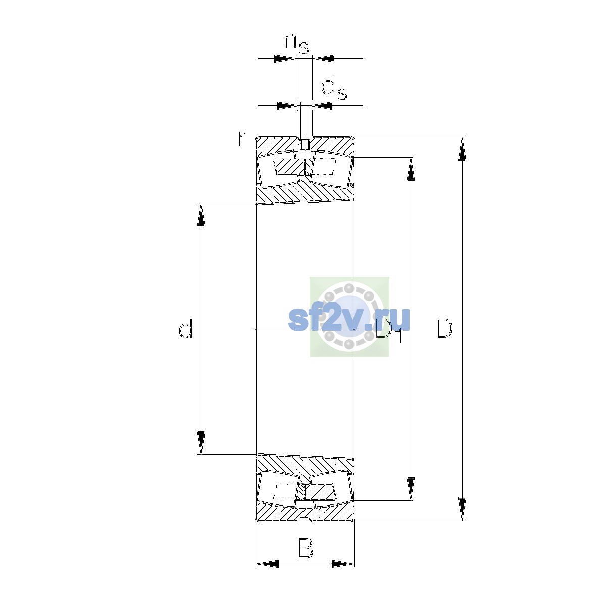 Схема подшипника 22210-E1A-XL-K-M