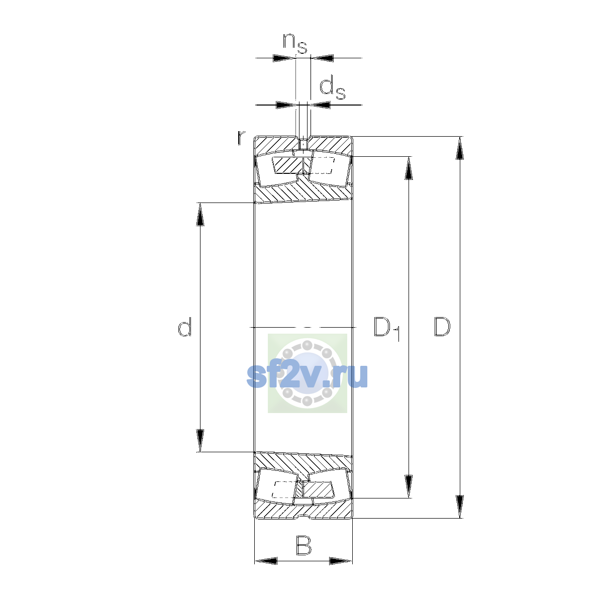 Схема подшипника 22210-E1A-XL-K-M-C3