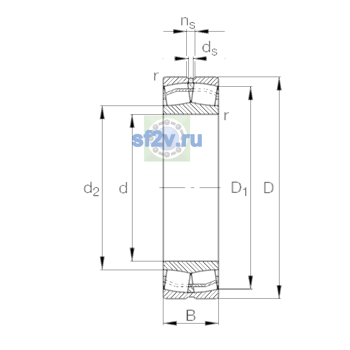 Схема подшипника 22212-E1-XL-C2