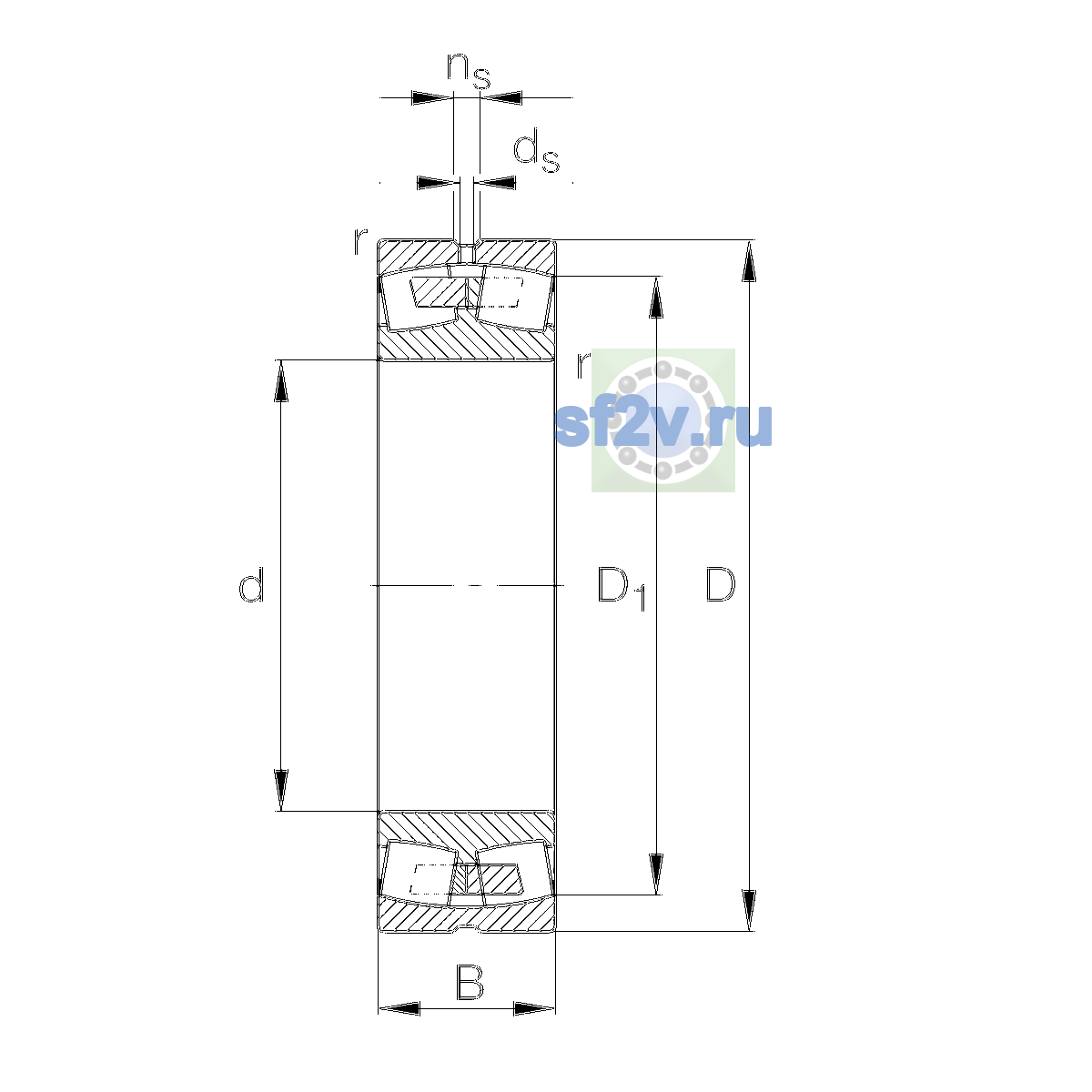 Схема подшипника 22212-E1A-XL-M-C4