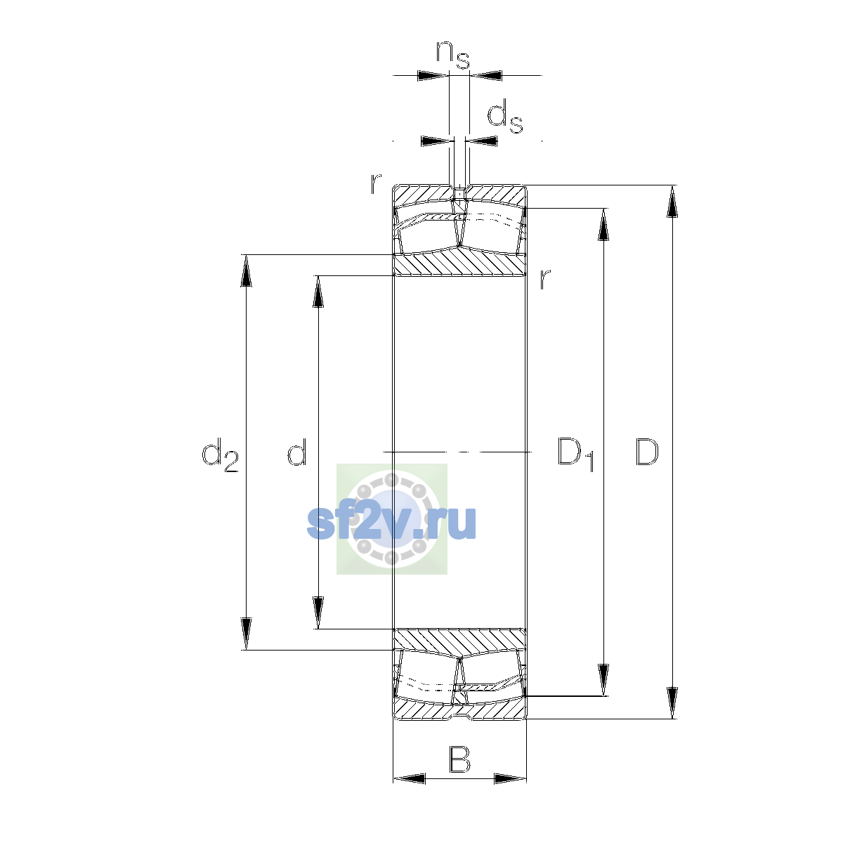 Схема подшипника 22218-E1-XL-H151B-C3