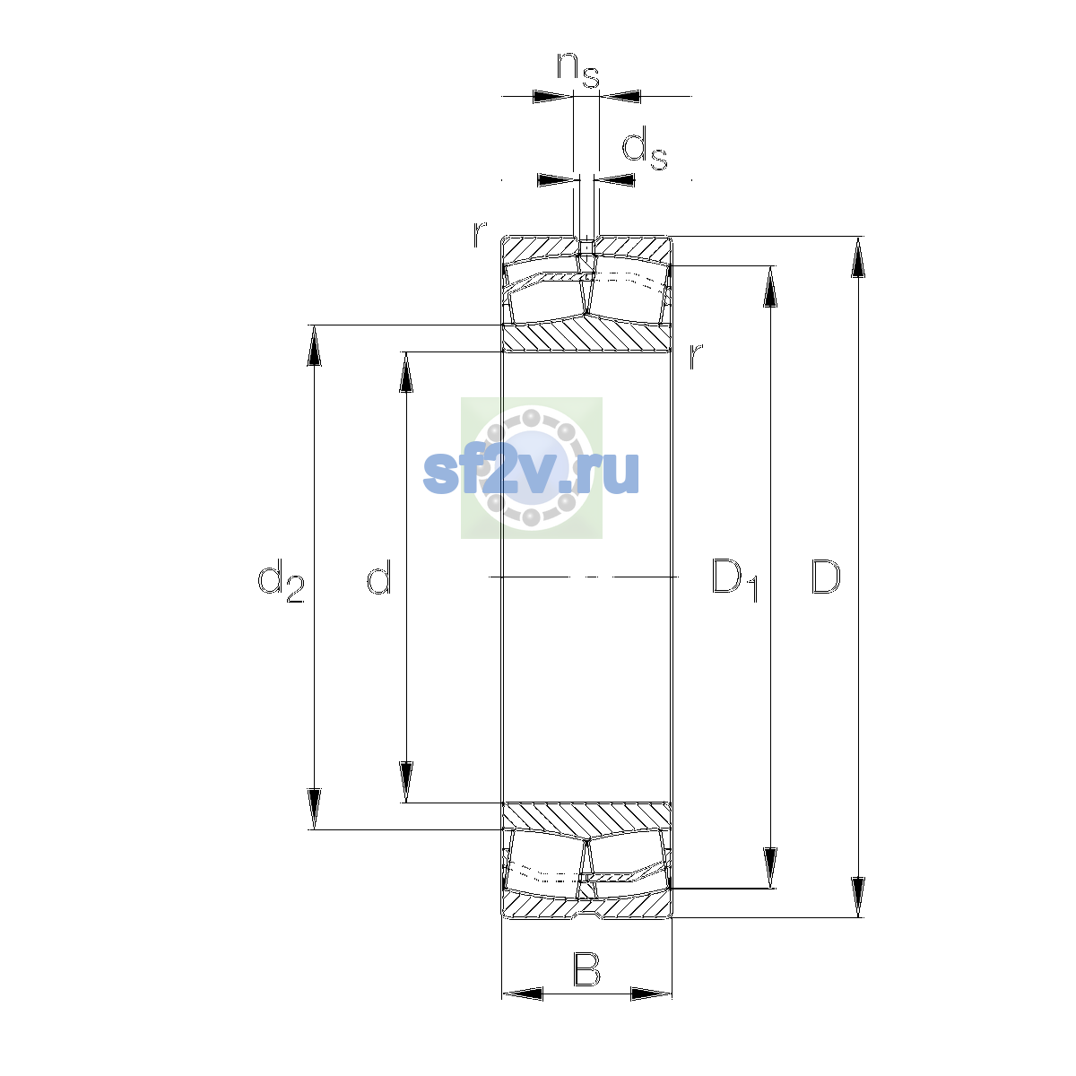 Схема подшипника 22222-E1-XL-J30PC