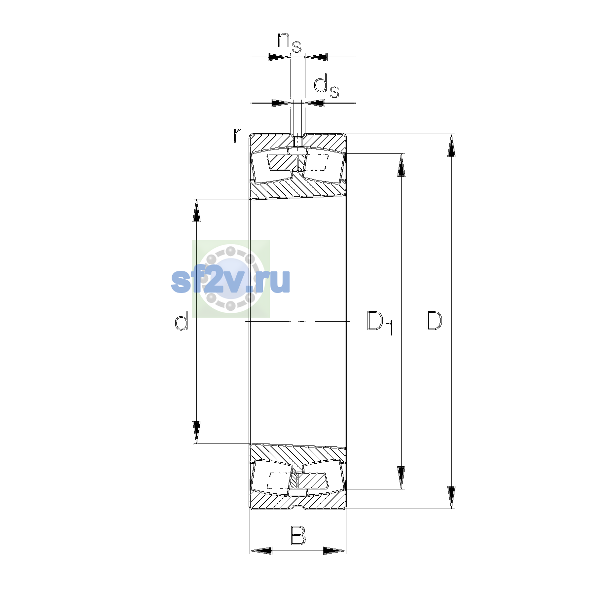Схема подшипника 22222-E1A-XL-K-M