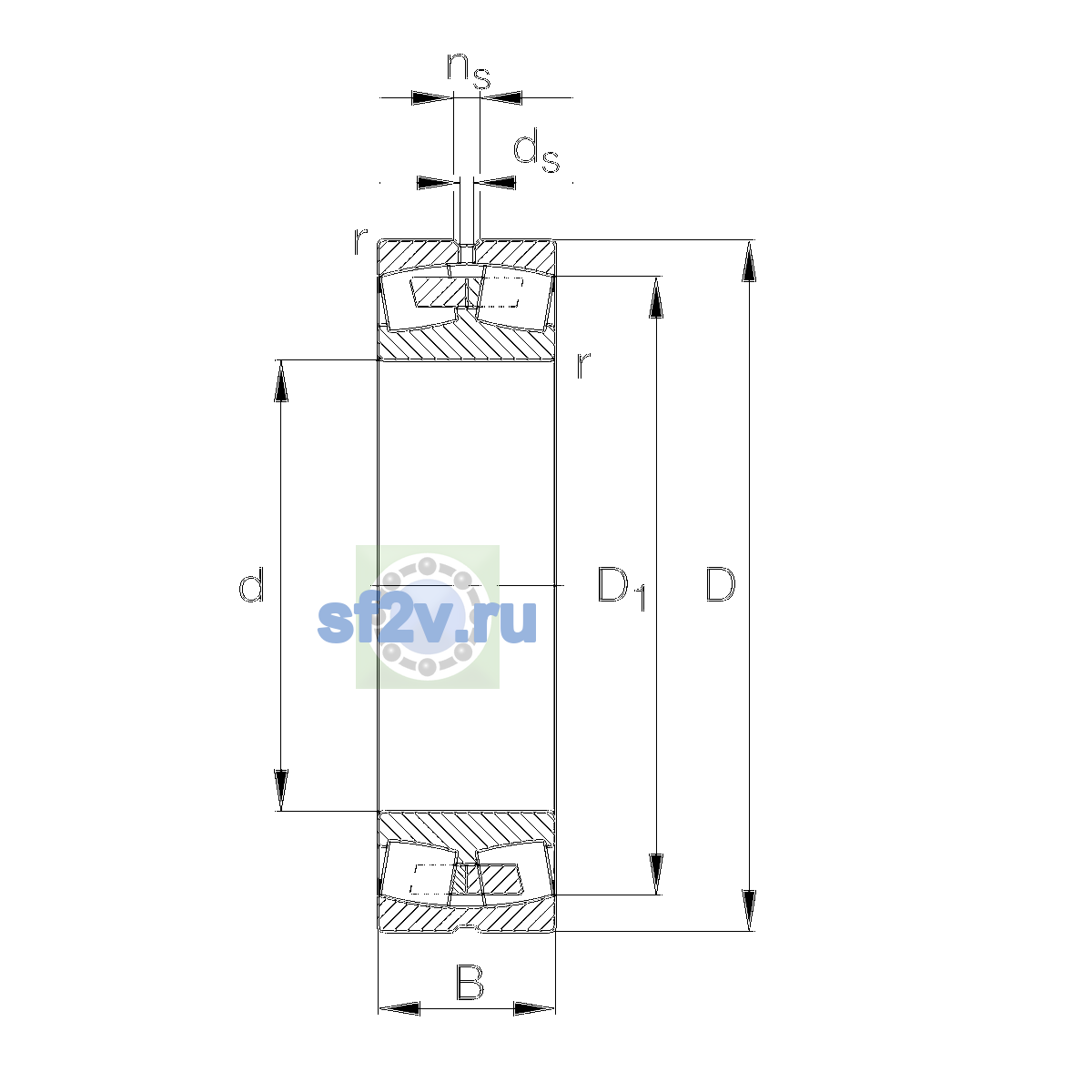 Схема подшипника 22224-E1A-XL-M-H40