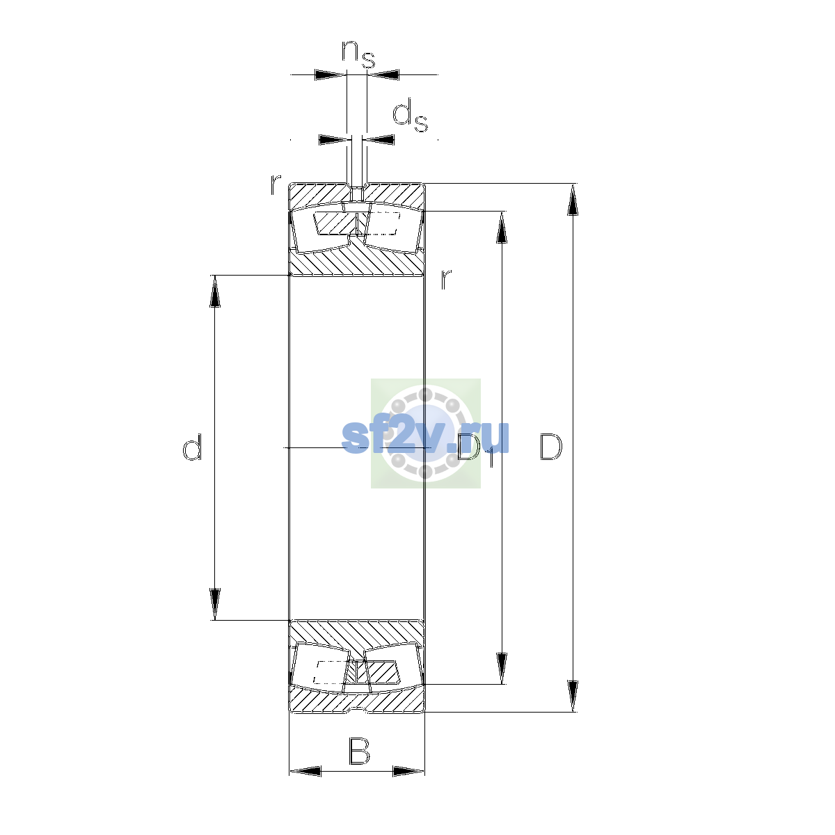 Схема подшипника 22228-E1A-XL-K-2RSR-M