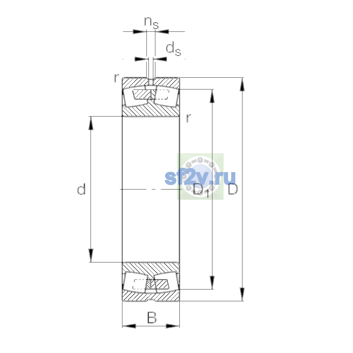 Схема подшипника 22228-E1A-XL-K-2RSR-M-C3