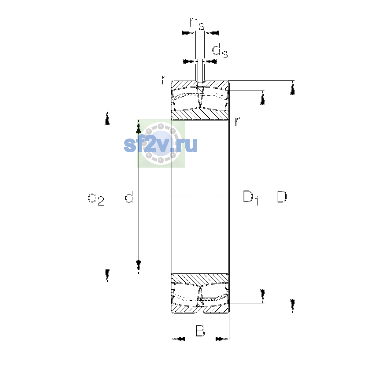 Схема подшипника 22230-E1-XL-C3>A