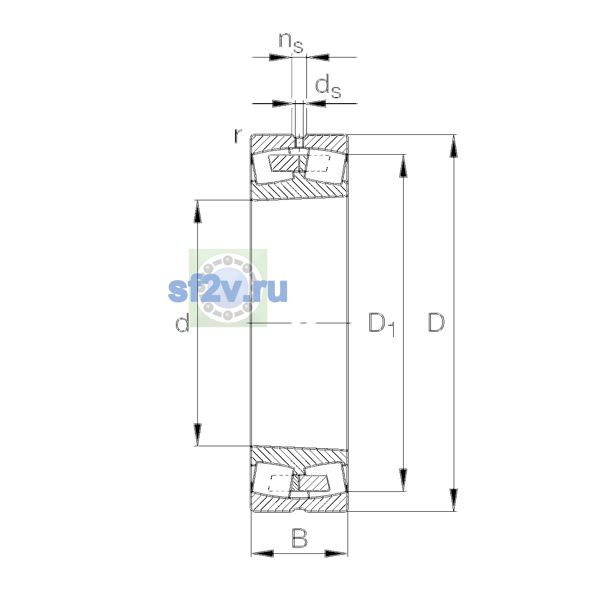 Схема подшипника 22230-E1A-XL-K-M