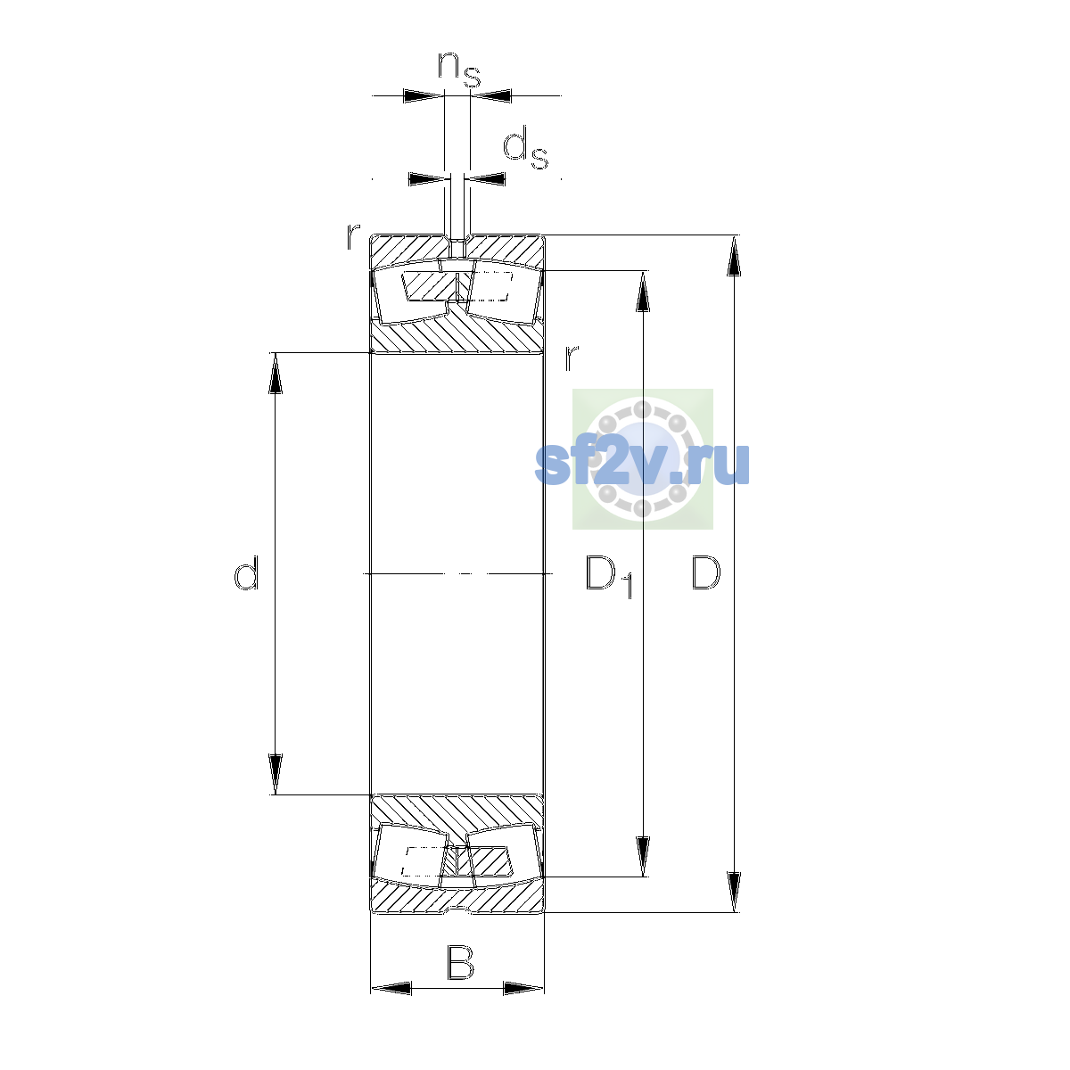 Схема подшипника 22232-E1A-XL-K-2RSR-M-C3