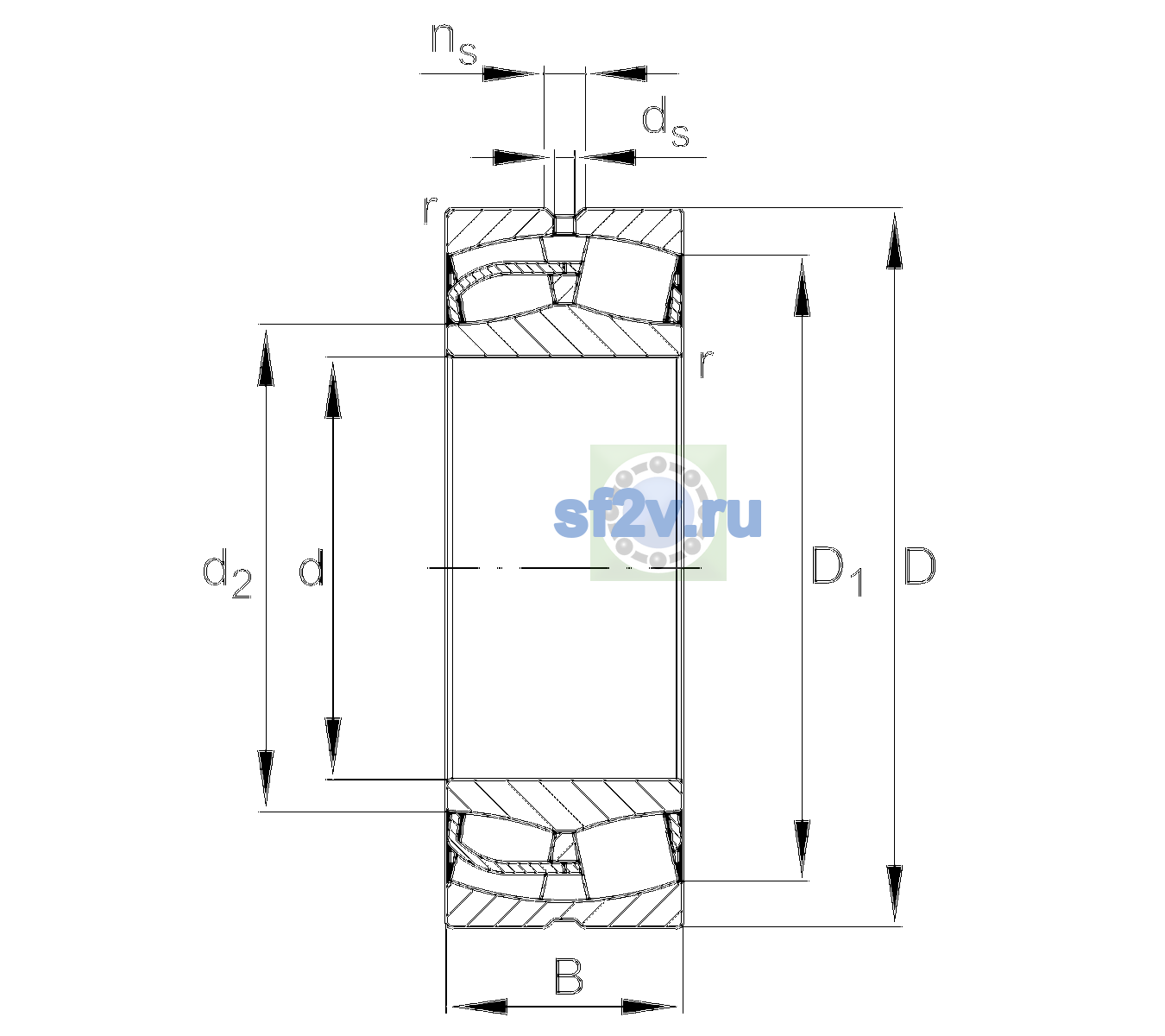 Схема подшипника 22244-BE-XL-H151-C3