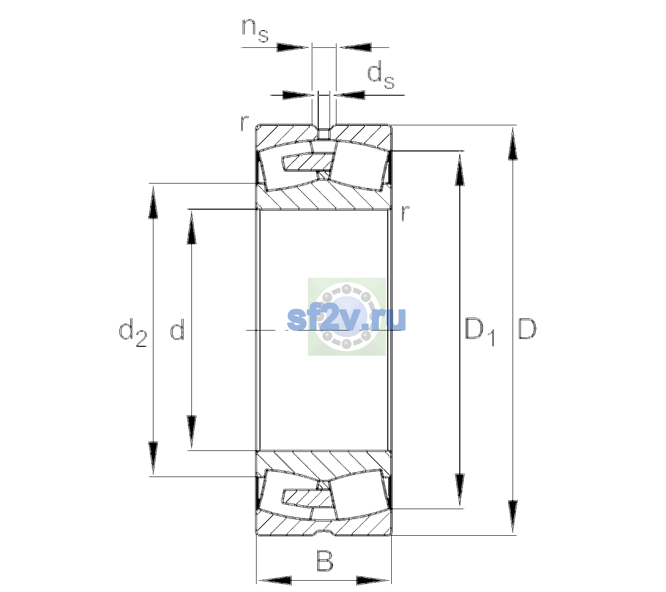 Схема подшипника 22252-BEA-XL-MB1-C3