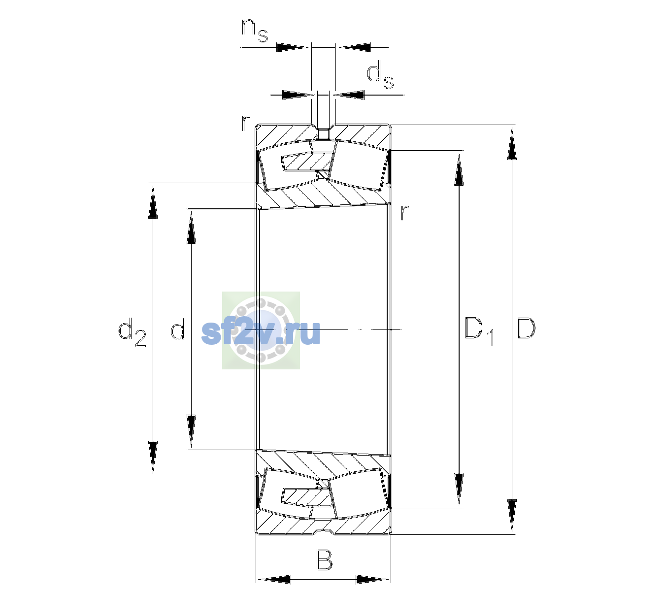Схема подшипника 22256-BEA-XL-K-MB1-C3