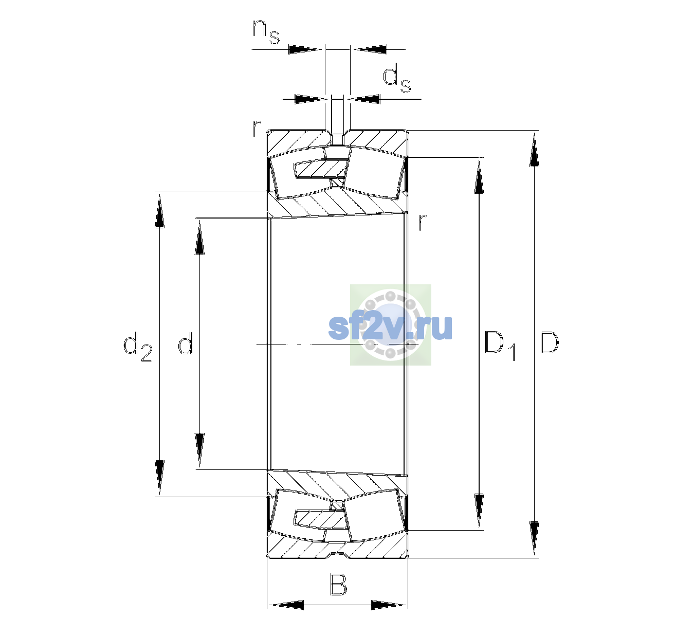 Схема подшипника 22264-BEA-XL-K-MB1-C3