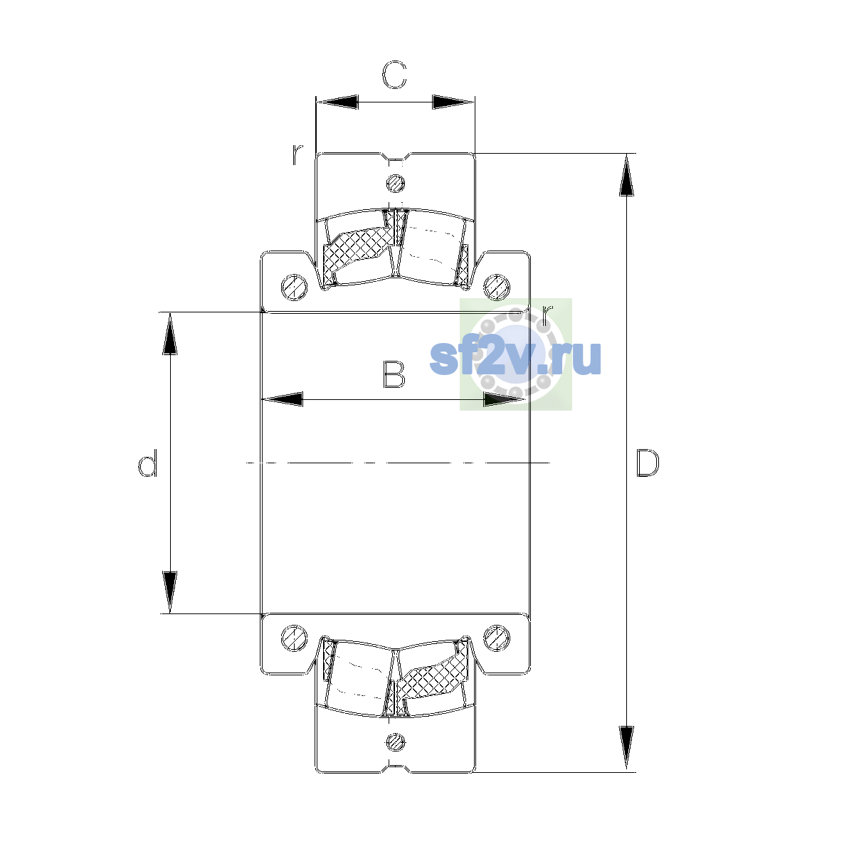 Схема подшипника 222SM125-TVPA