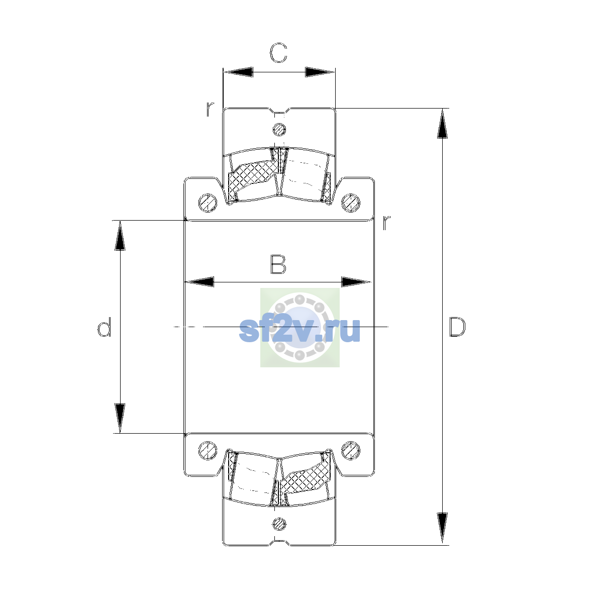 Схема подшипника 222SM55-TVPA