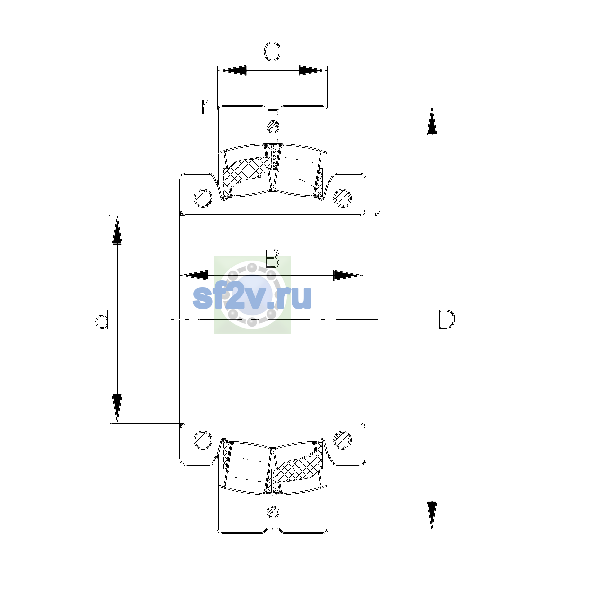 Схема подшипника 222SM60-TVPA