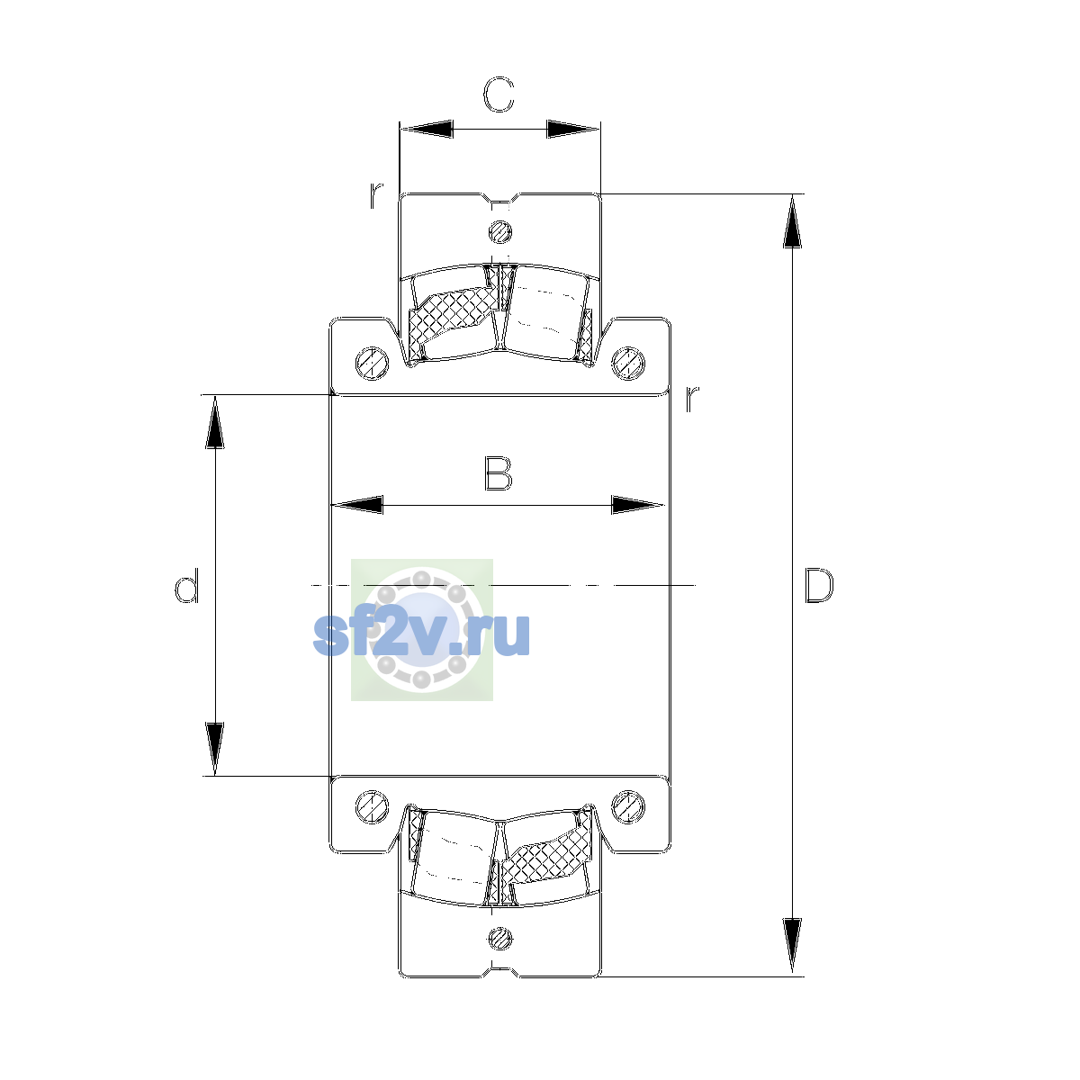 Схема подшипника 222SM65-TVPA