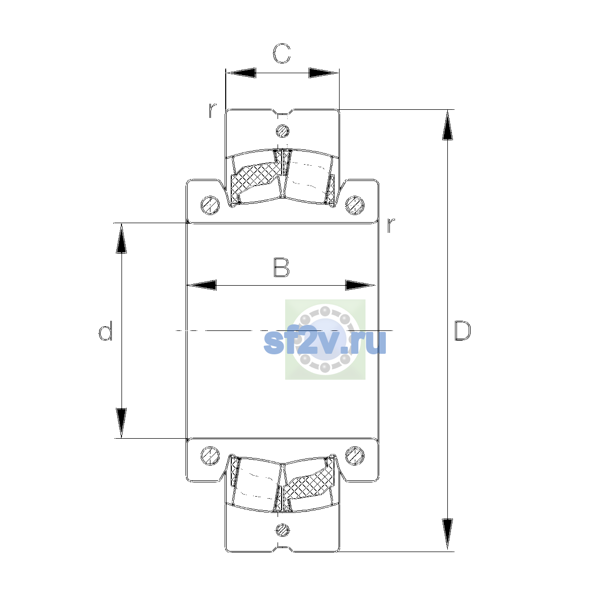Схема подшипника 222SM75-TVPA