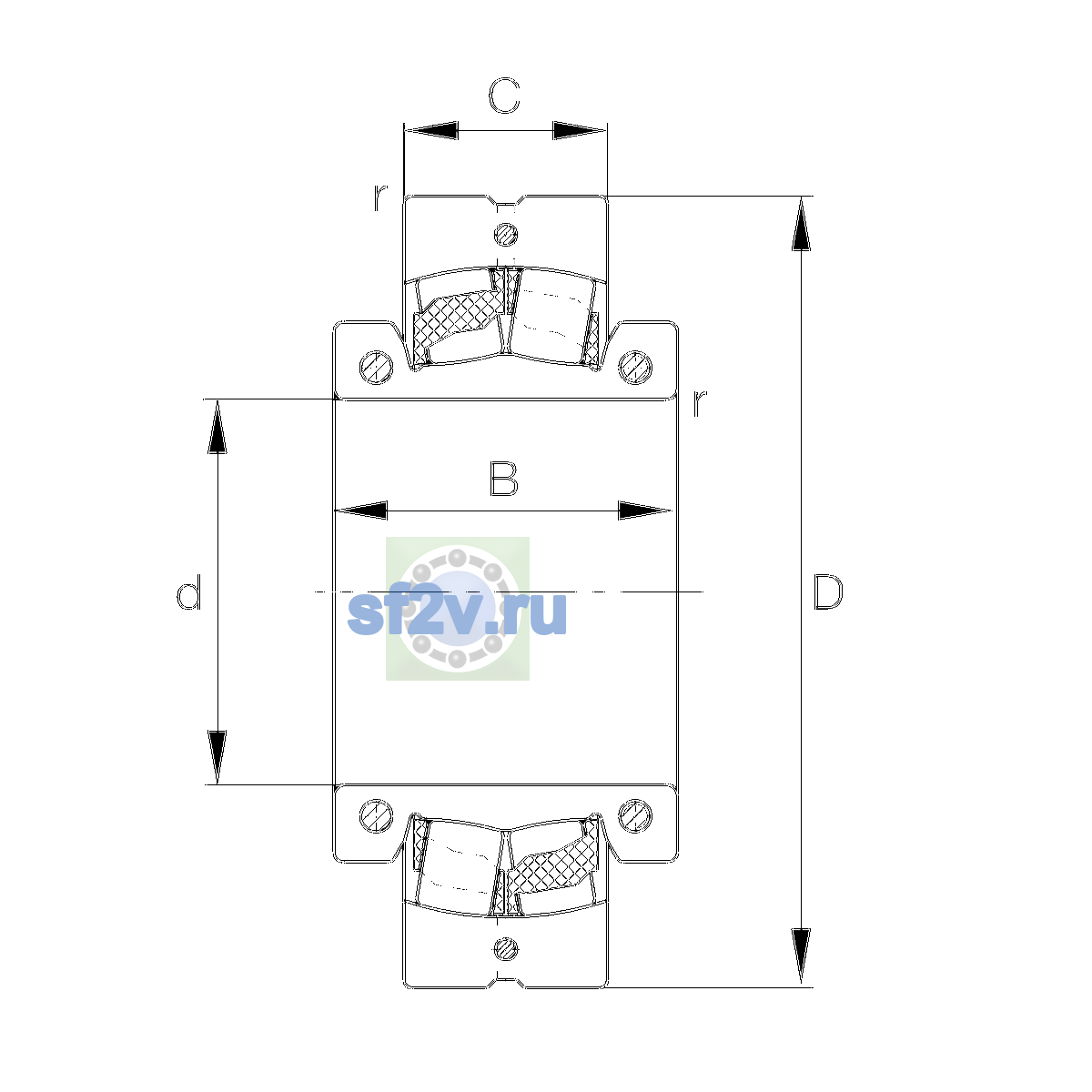 Схема подшипника 222SM80-TVPA