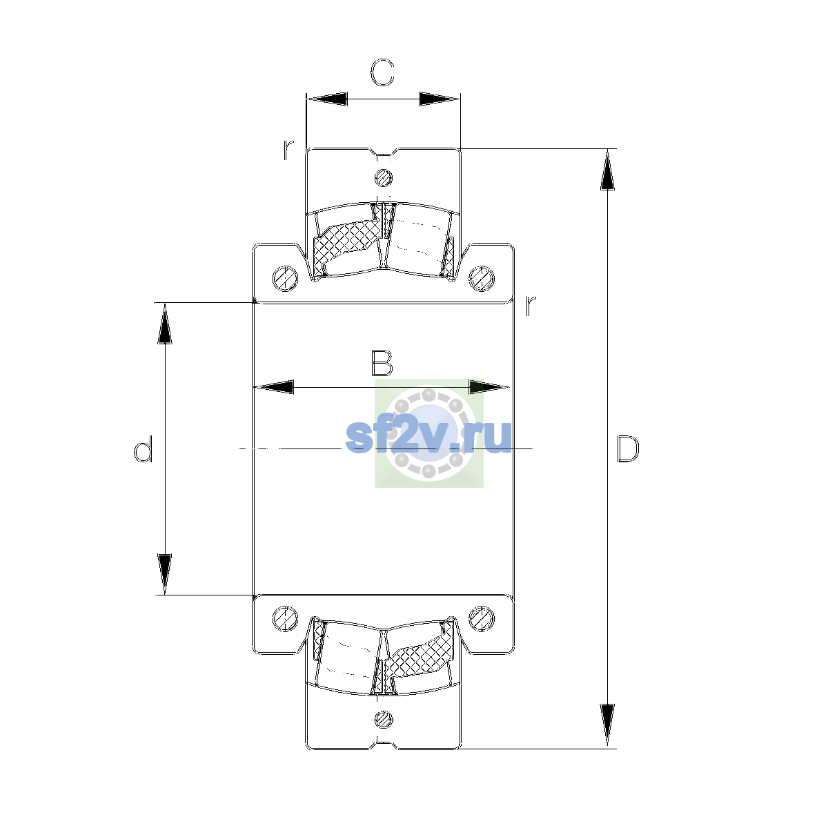 Схема подшипника 222SM85-TVPA