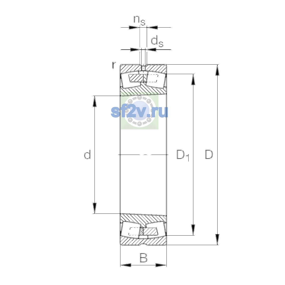 Схема подшипника 22312-E1A-XL-K-M-C2