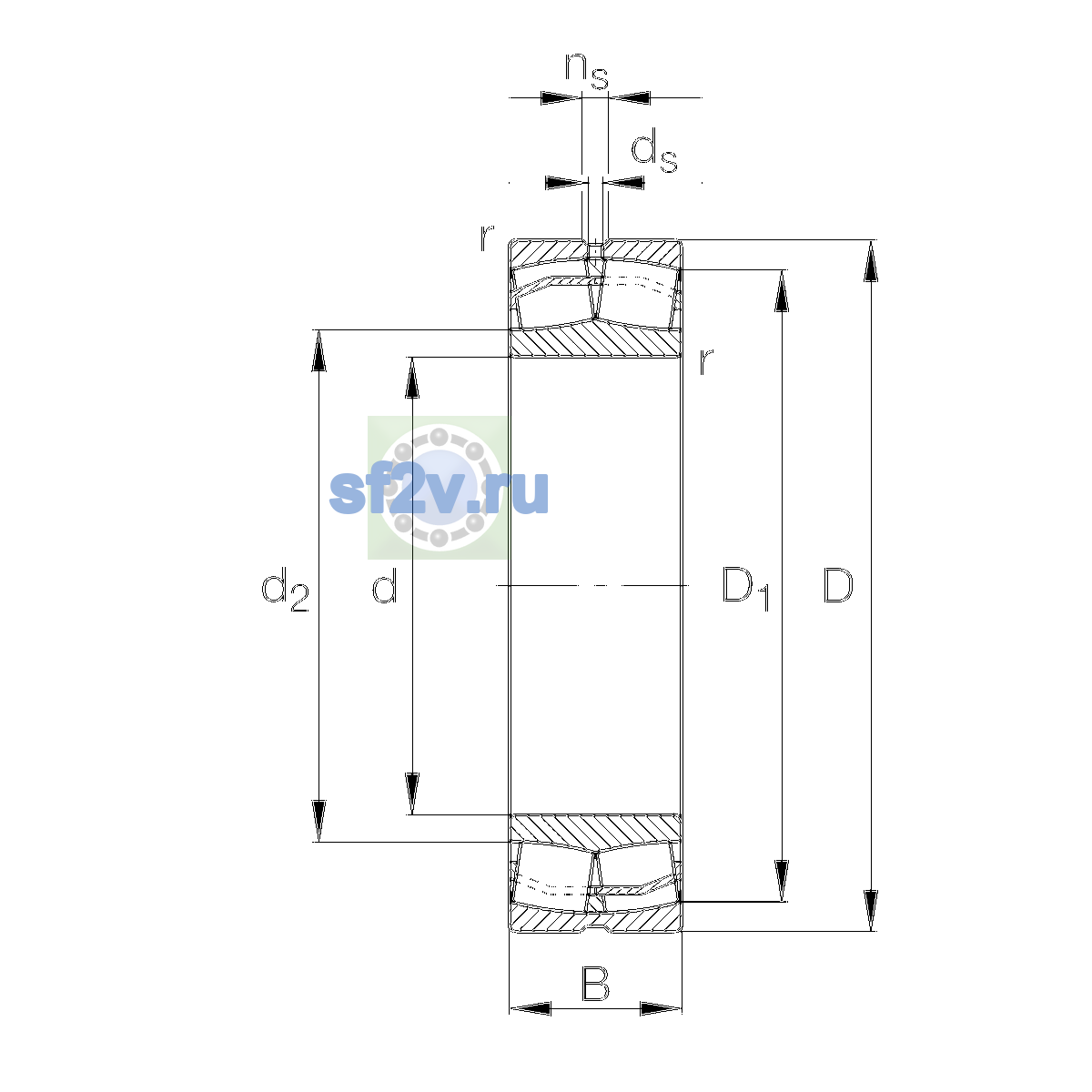 Схема подшипника 22320-E1-XL-H40-C3