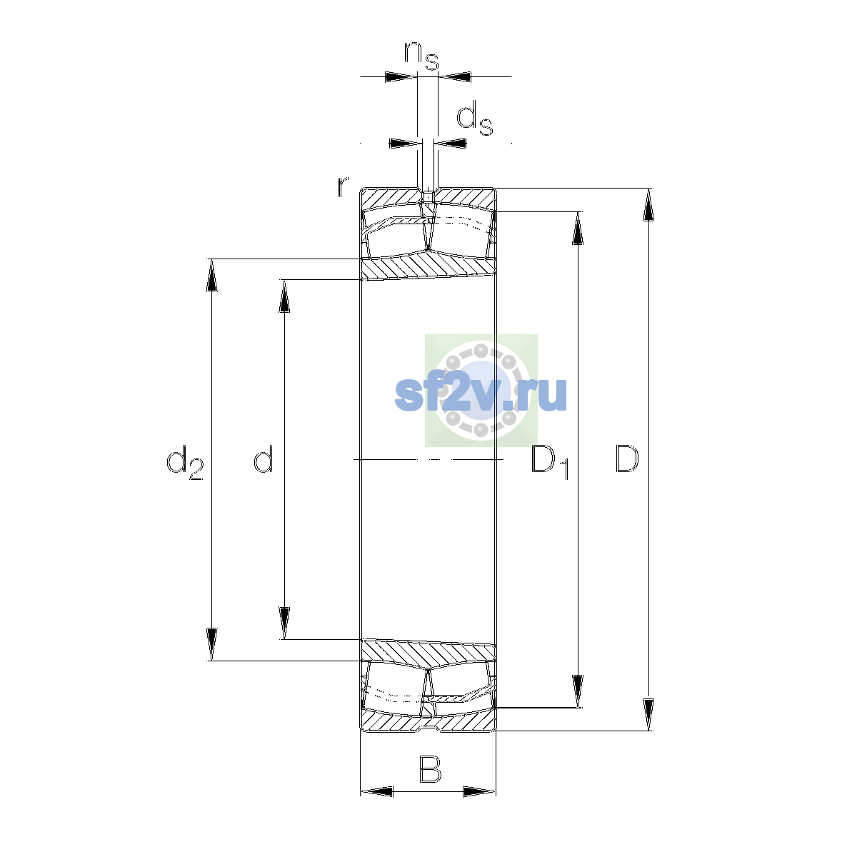 Схема подшипника 22320-E1-XL-K-C2