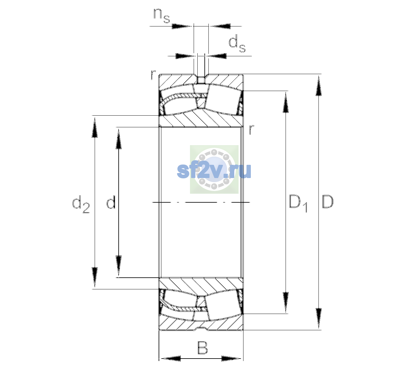 Схема подшипника 22332-BE-XL-H151-C3