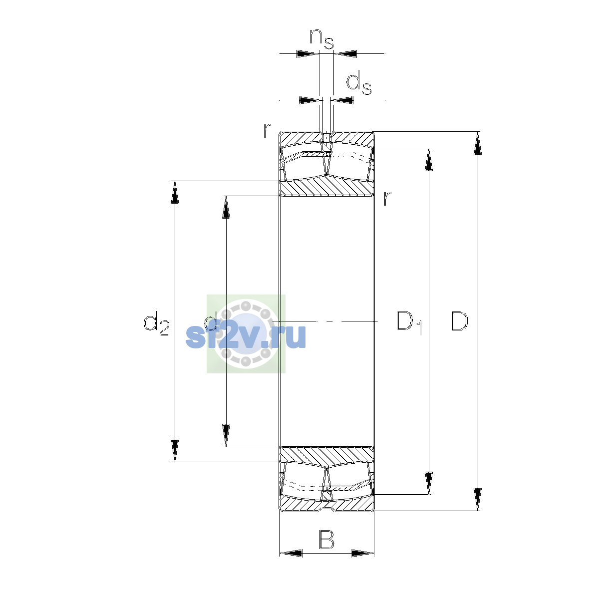 Схема подшипника 22332-BE-XL-JPA-T41A-C3