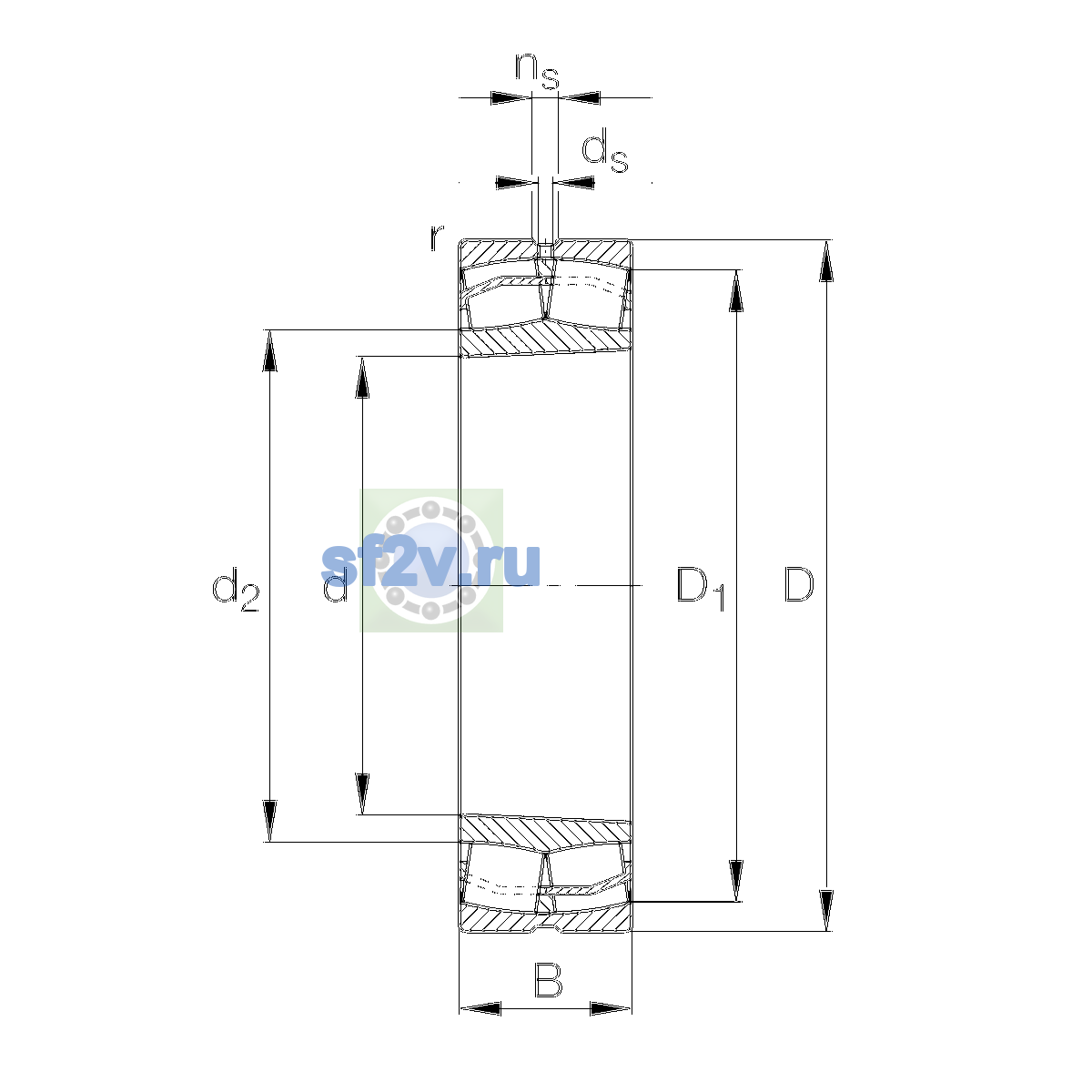 Схема подшипника 22332-BE-XL-K-JPA-T41A-C3