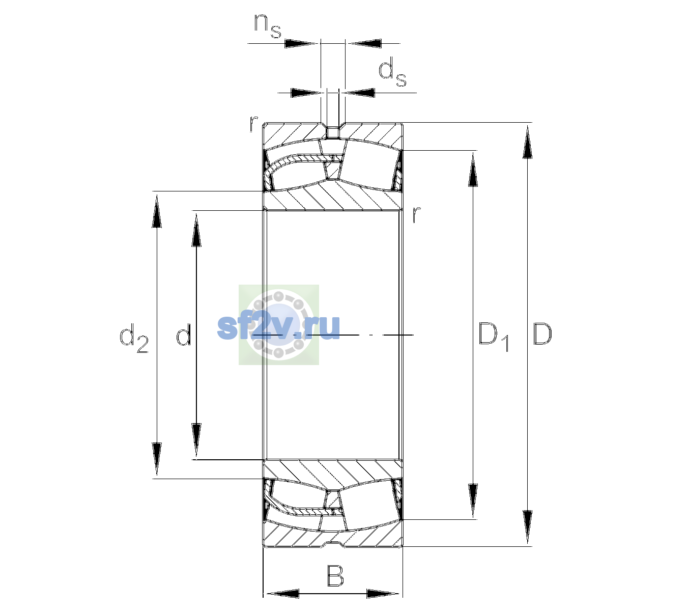 Схема подшипника 22334-BE-XL-H151-C3