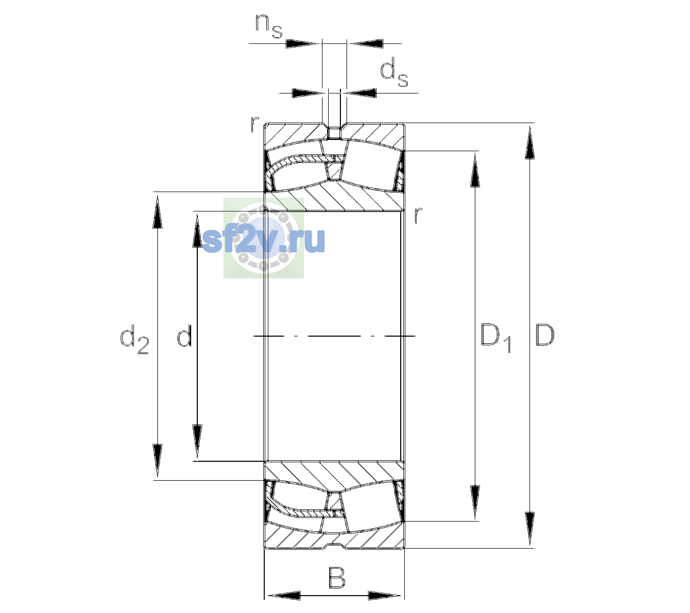 Схема подшипника 22336-BE-XL-H151B-C3
