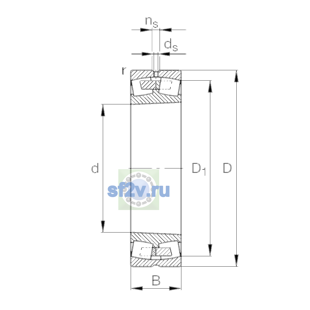 Схема подшипника 23022-E1A-XL-K-M-C3