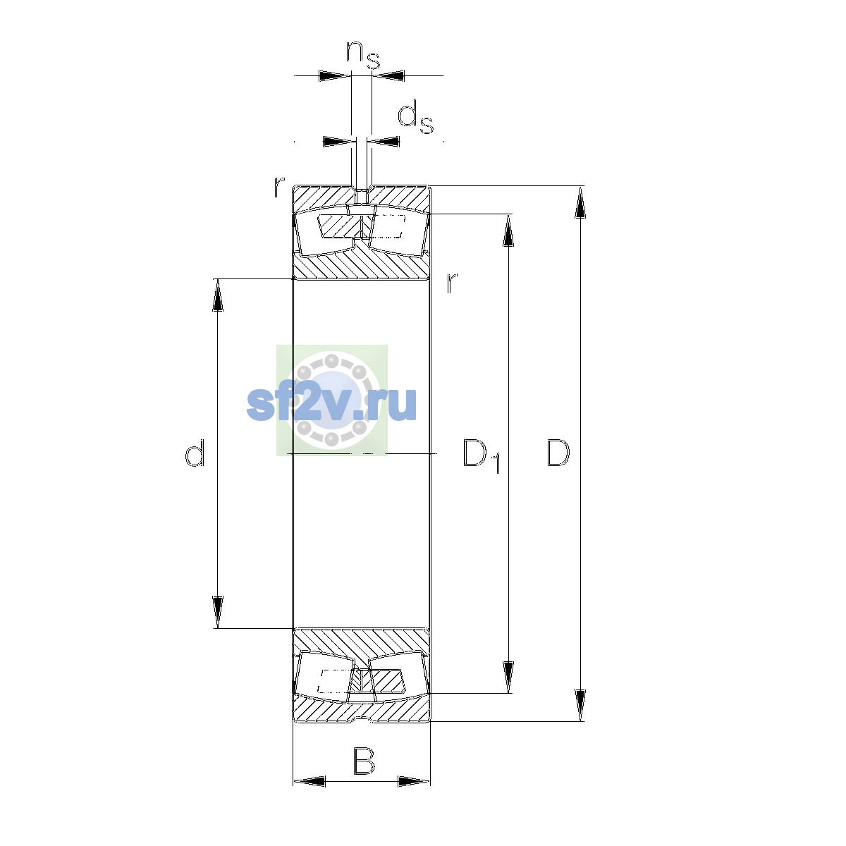 Схема подшипника 23022-E1A-XL-M-C3>A