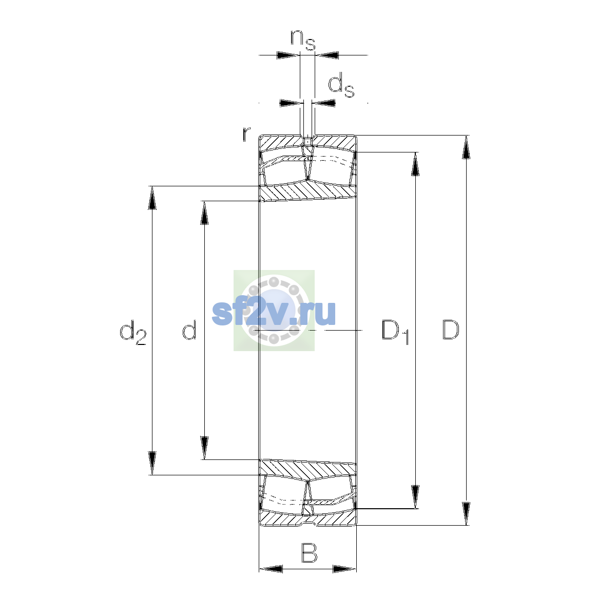 Схема подшипника 23026-E1-XL-K-TVPB-C3