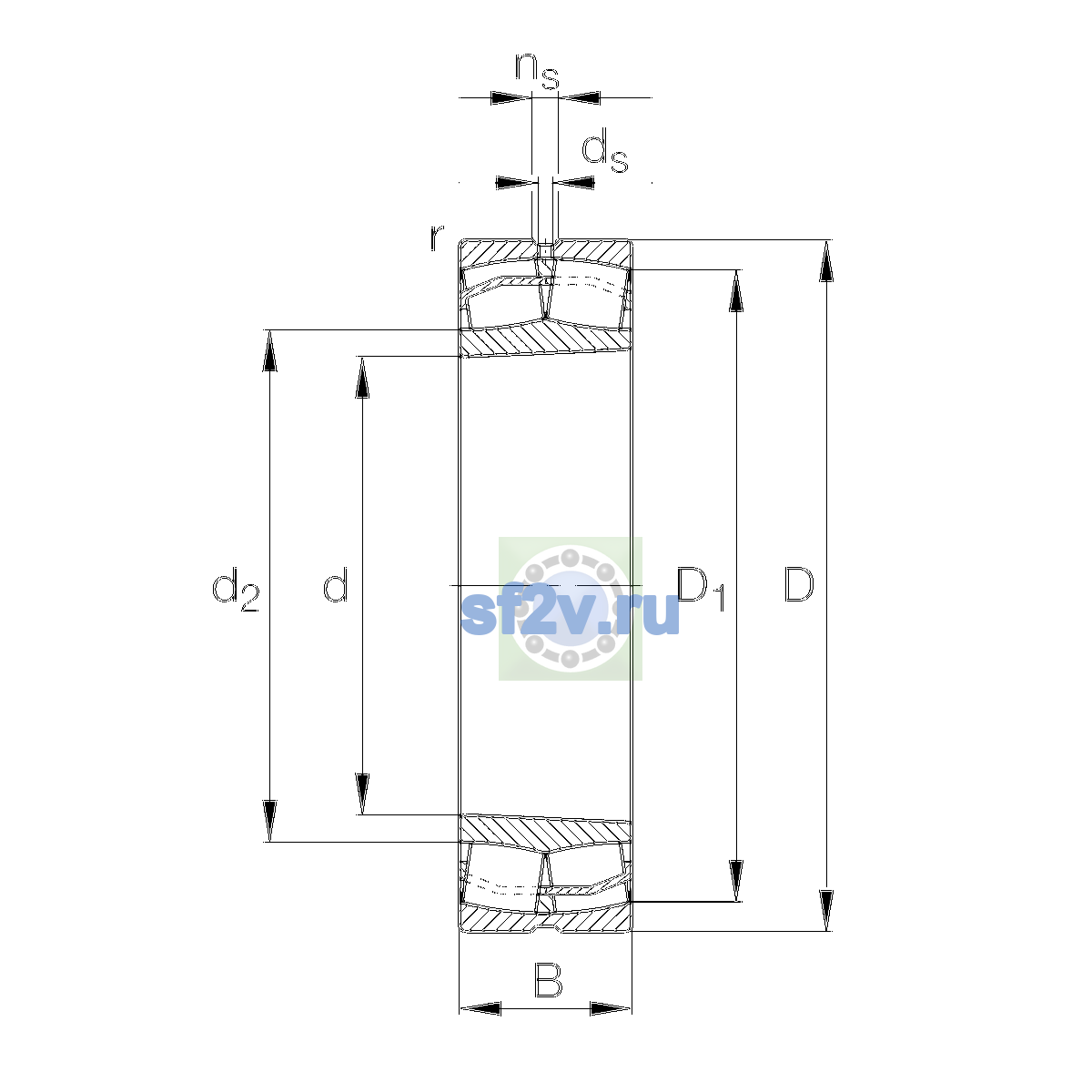 Схема подшипника 23028-E1-XL-K-TVPB