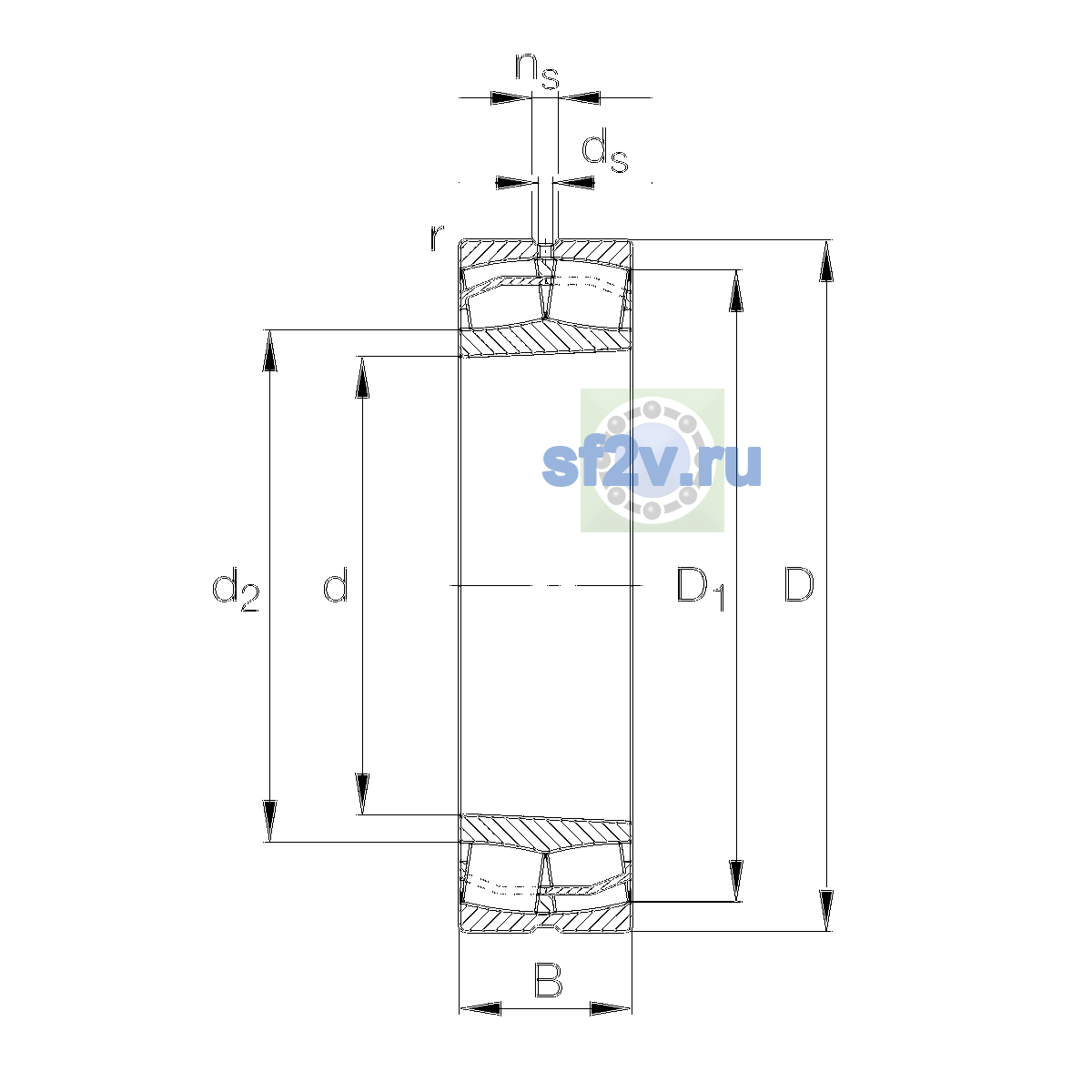 Схема подшипника 23028-E1-XL-K-TVPB-C3
