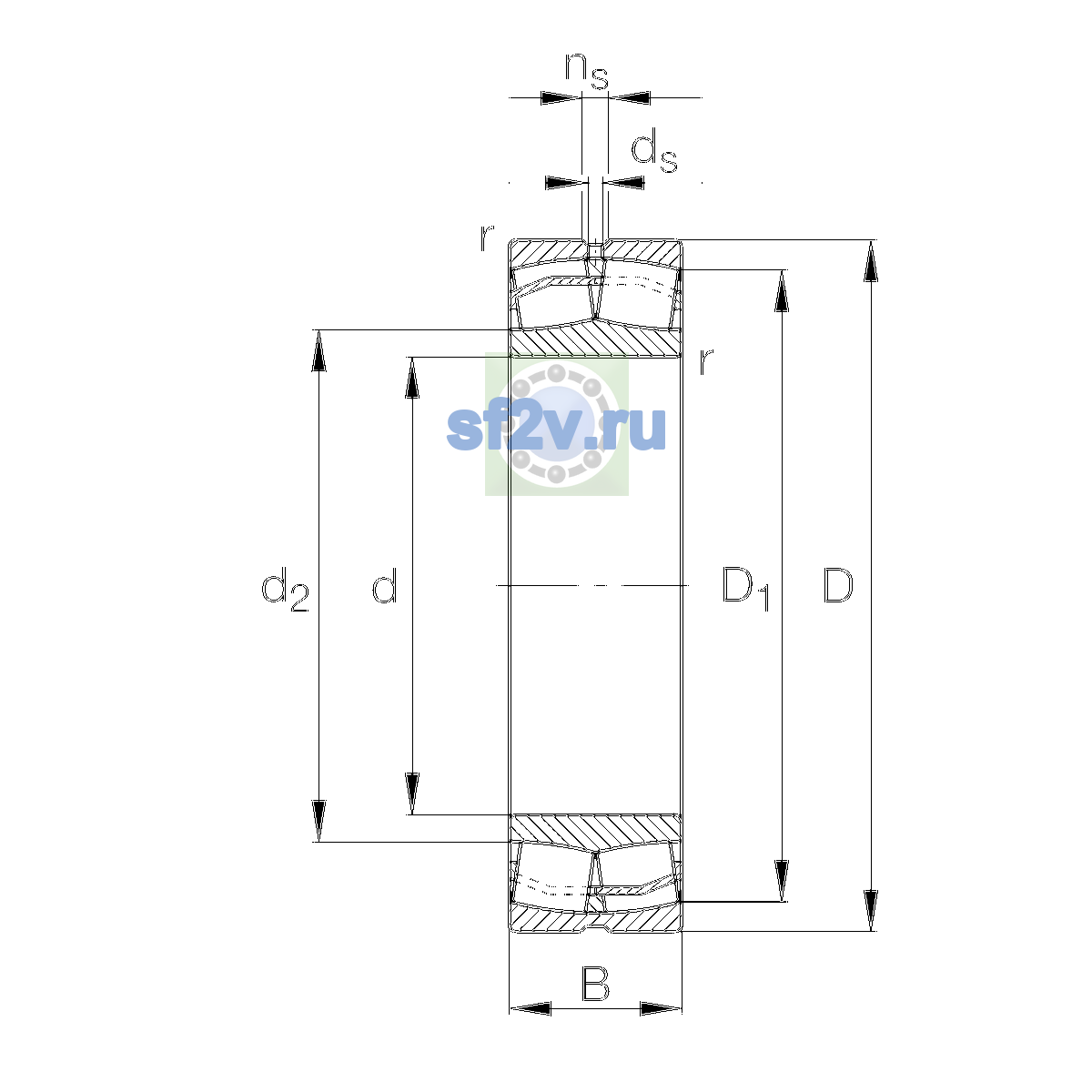 Схема подшипника 23028-E1-XL-TVPB-C4