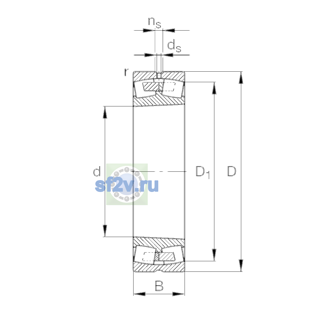 Схема подшипника 23028-E1A-XL-K-M